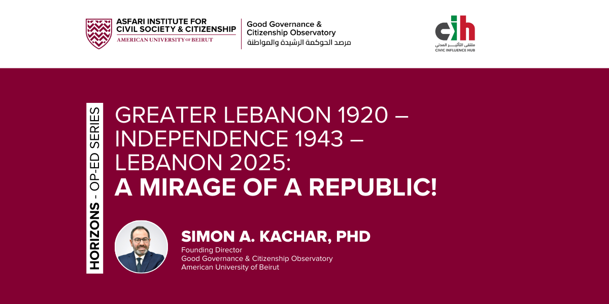 Greater Lebanon 1920 – Independence 1943 – Lebanon 2025: A mirage of a Republic!